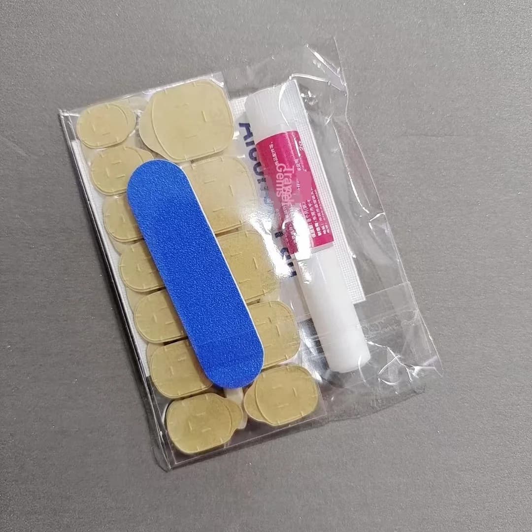 ערכת כלי לציפורני לחיצה עם מדבקות דבק, פצירה ומסיר